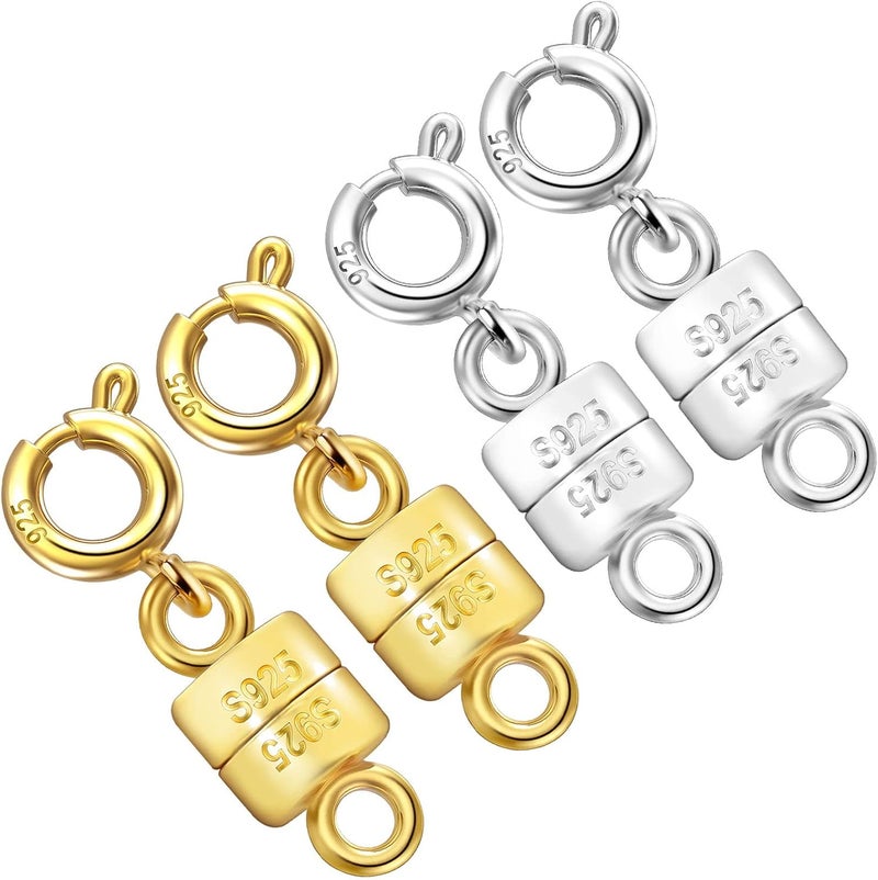 Qulltk 925 Sterling Silver Magnetic Necklace Clasps and Closures,Mini Bracelets Clasp Converter Gold and Silver Chain Extender for Jewelry Making Supplies - Image 1